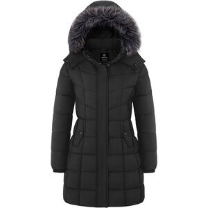 Women's Puffer Jacket Coat Gray Lightweight Windproof Winter Faux Fur Design
